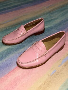 G.H Weejuns Women’s 8 Pink Leather Penny Loafer Shiny Handcrafted Rare Color